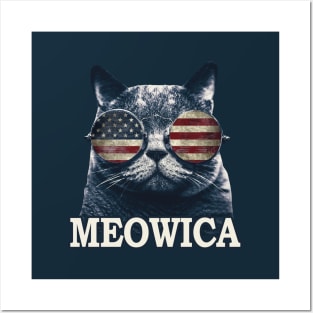 4th of July  Meowica Merica  USA Posters and Art